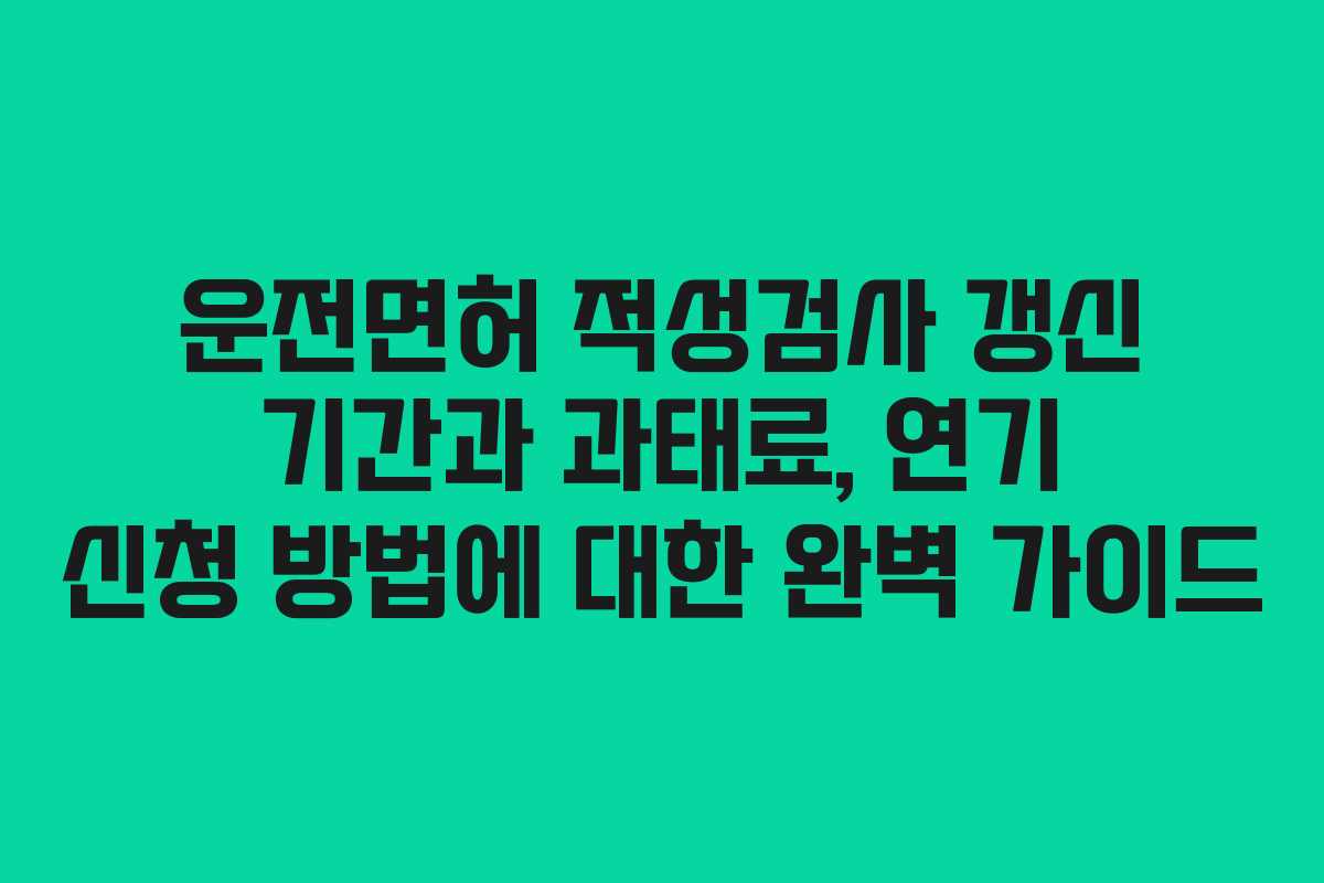 운전면허 적성검사 갱신 기간과 과태료, 연기 신청 방법에 대한 완벽 가이드