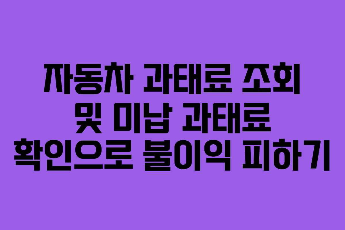 자동차 과태료 조회 및 미납 과태료 확인으로 불이익 피하기