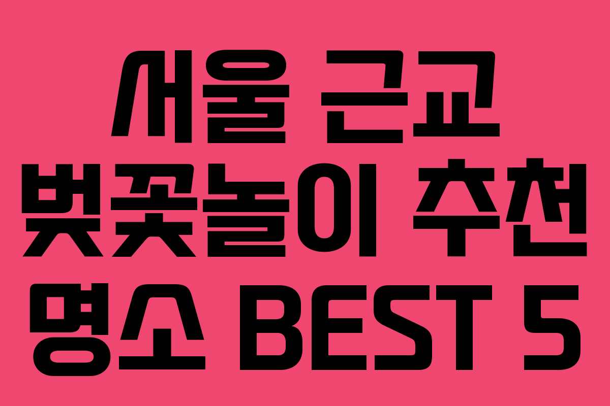 서울 근교 벚꽃놀이 추천 명소 BEST 5
