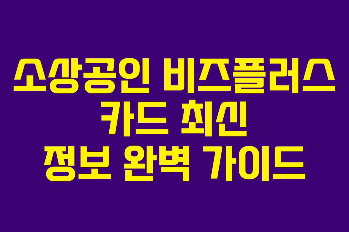 소상공인 비즈플러스 카드 최신 정보 완벽 가이드