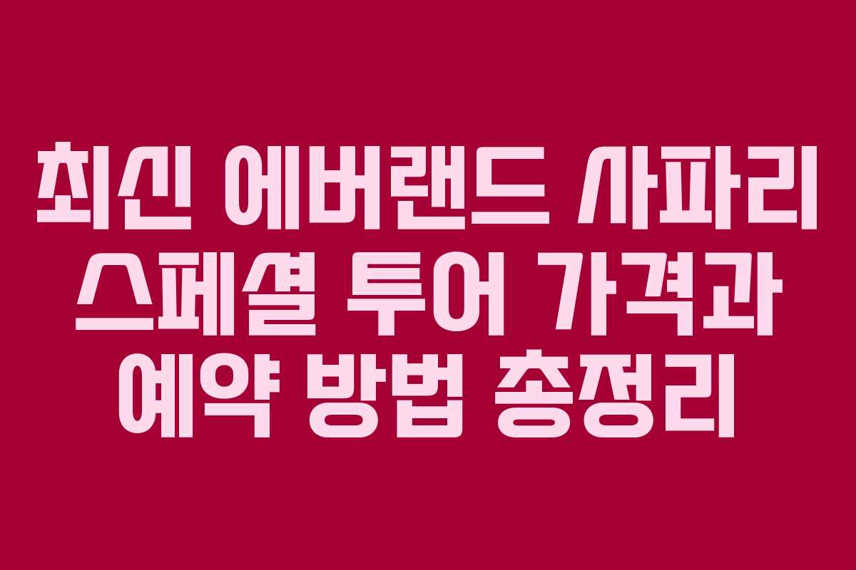 최신 에버랜드 사파리 스페셜 투어 가격과 예약 방법 총정리