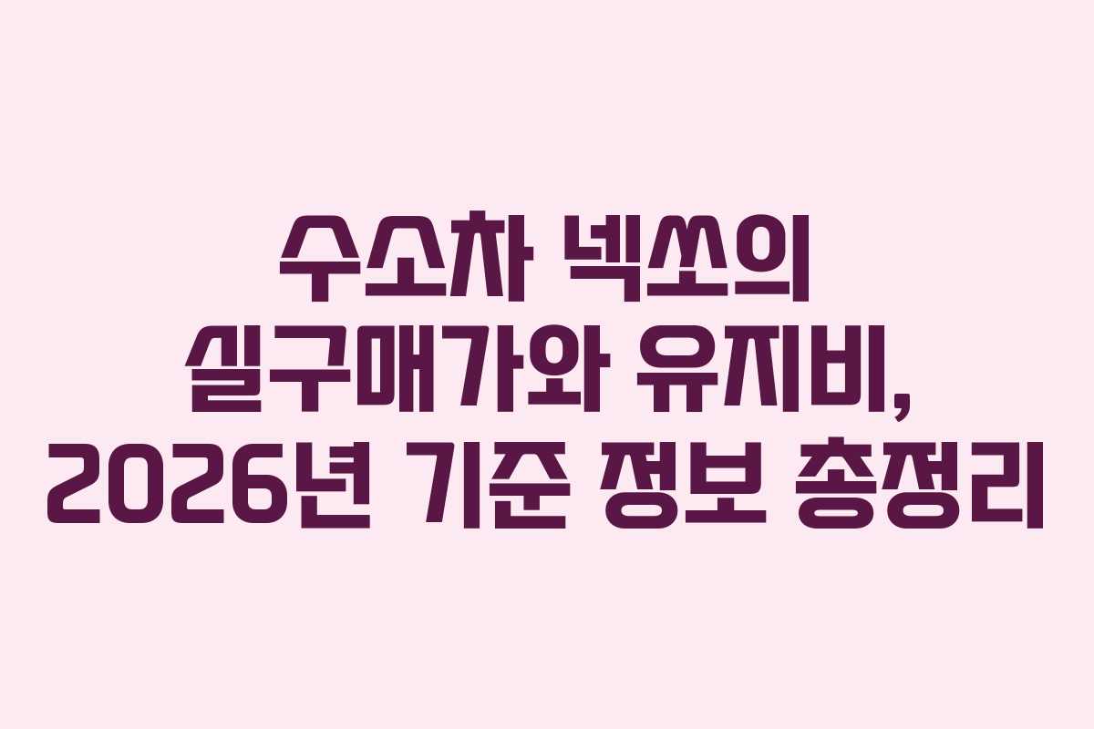 수소차 넥쏘의 실구매가와 유지비, 2026년 기준 정보 총정리