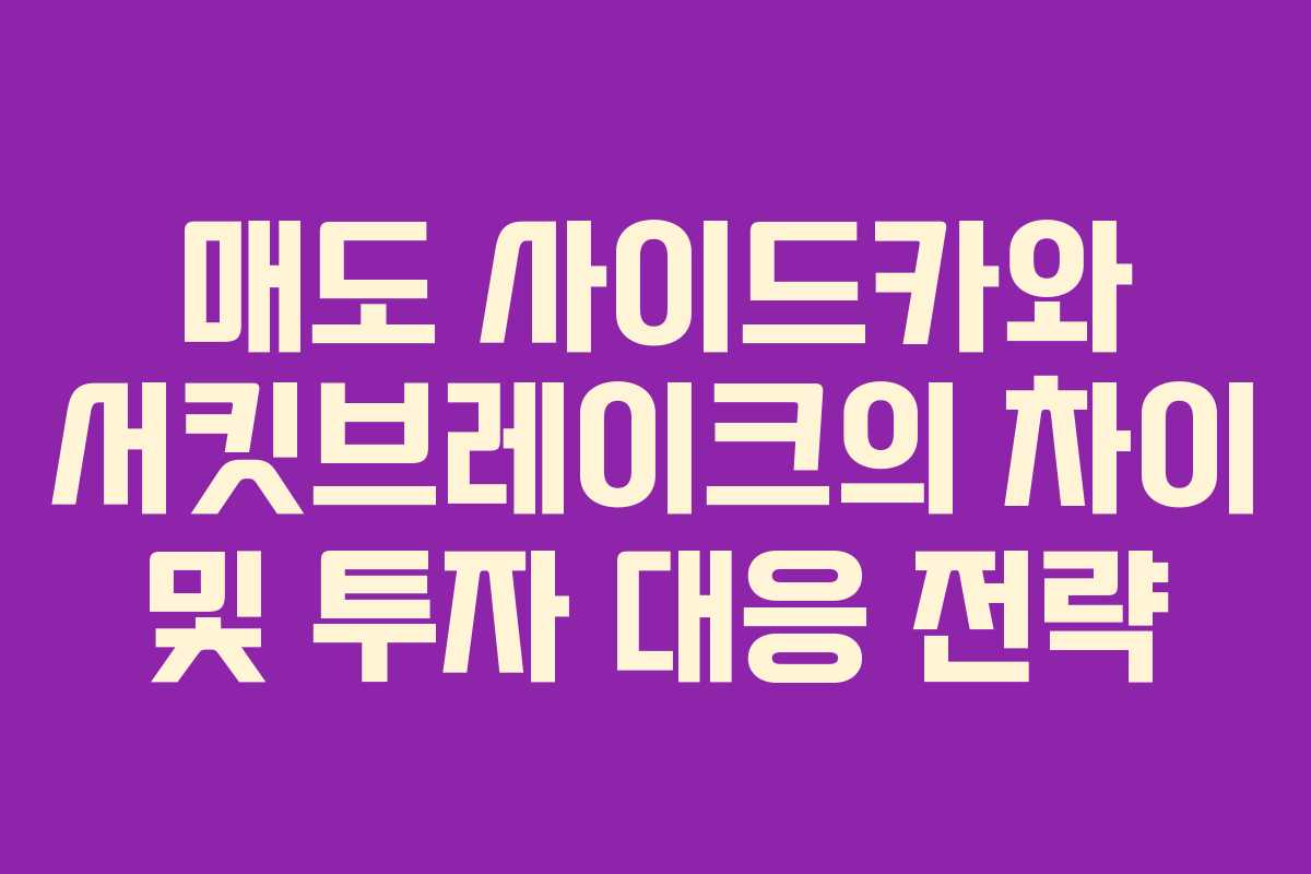 매도 사이드카와 서킷브레이크의 차이 및 투자 대응 전략