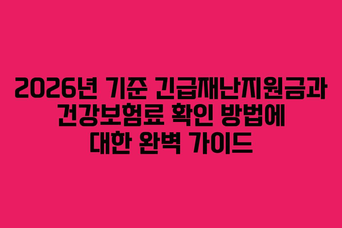 2026년 기준 긴급재난지원금과 건강보험료 확인 방법에 대한 완벽 가이드