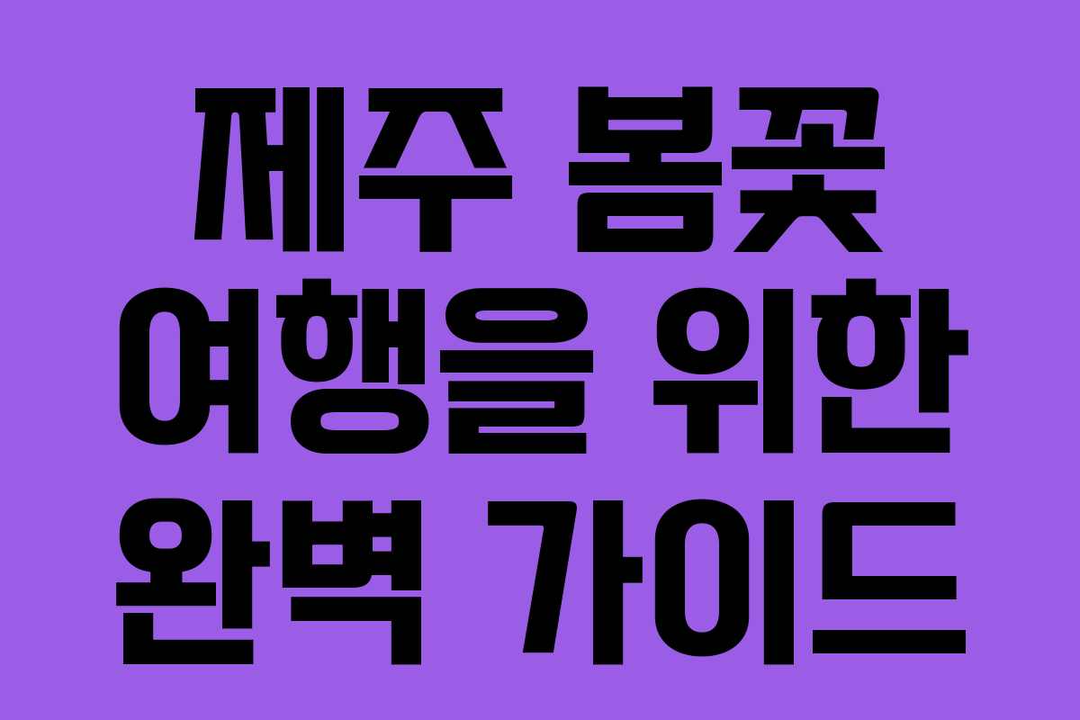 제주 봄꽃 여행을 위한 완벽 가이드