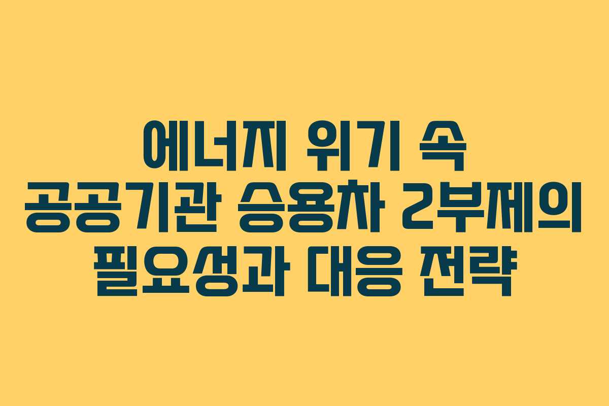 에너지 위기 속 공공기관 승용차 2부제의 필요성과 대응 전략