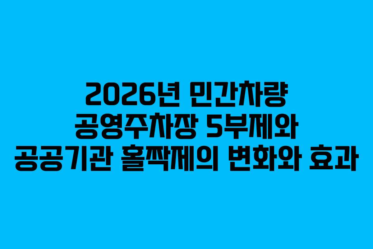 2026년 민간차량 공영주차장 5부제와 공공기관 홀짝제의 변화와 효과