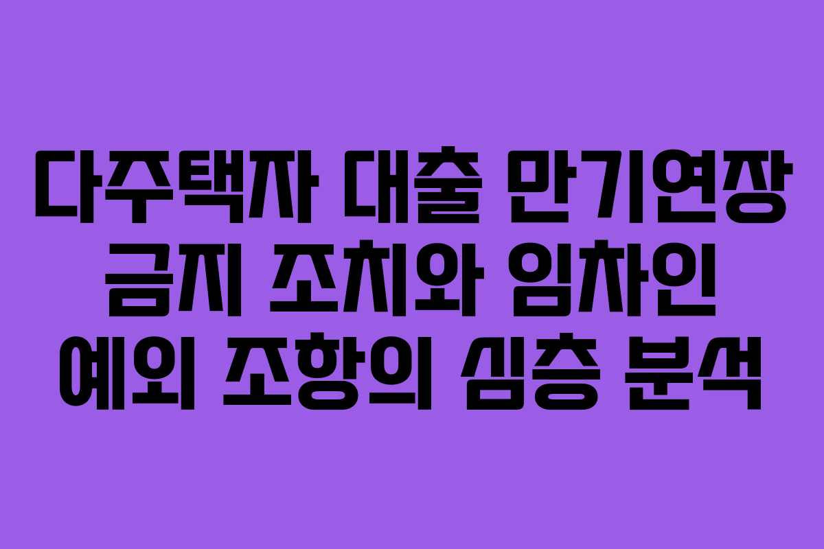 다주택자 대출 만기연장 금지 조치와 임차인 예외 조항의 심층 분석