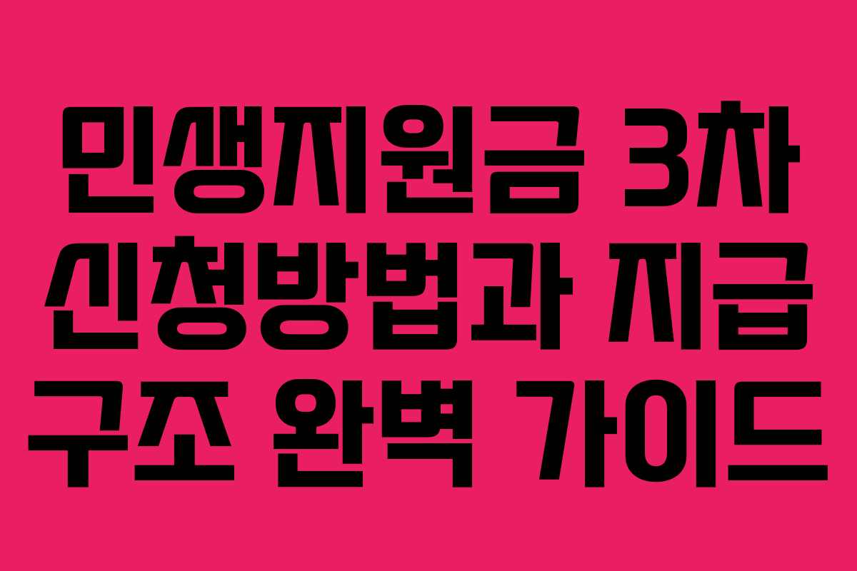 민생지원금 3차 신청방법과 지급 구조 완벽 가이드