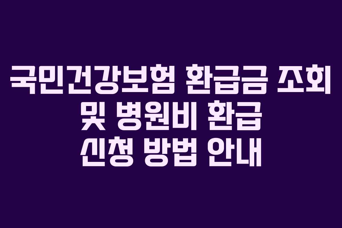 국민건강보험 환급금 조회 및 병원비 환급 신청 방법 안내