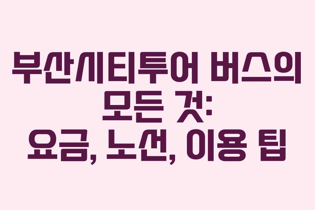 부산시티투어 버스의 모든 것: 요금, 노선, 이용 팁