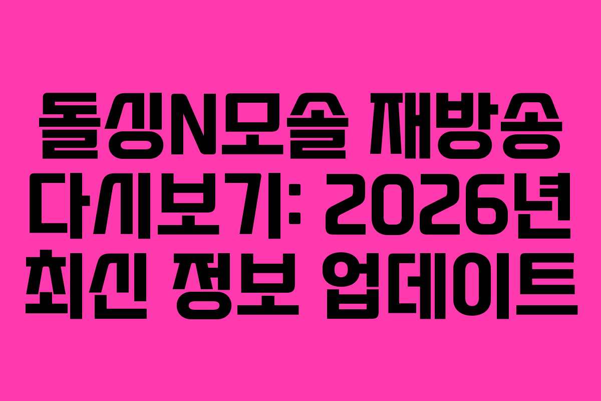 돌싱N모솔 재방송 다시보기: 2026년 최신 정보 업데이트