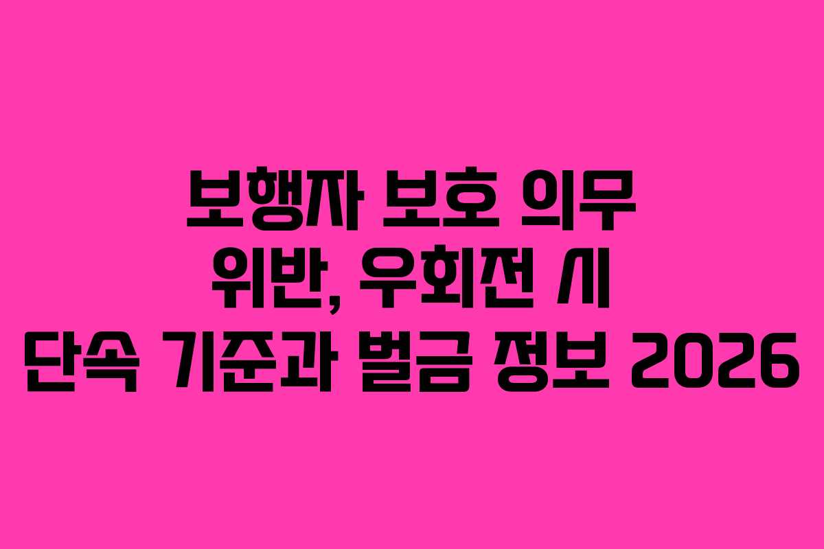 보행자 보호 의무 위반, 우회전 시 단속 기준과 벌금 정보 2026