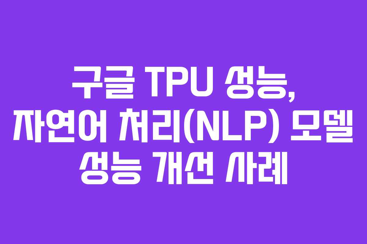 구글 TPU 성능, 자연어 처리(NLP) 모델 성능 개선 사례