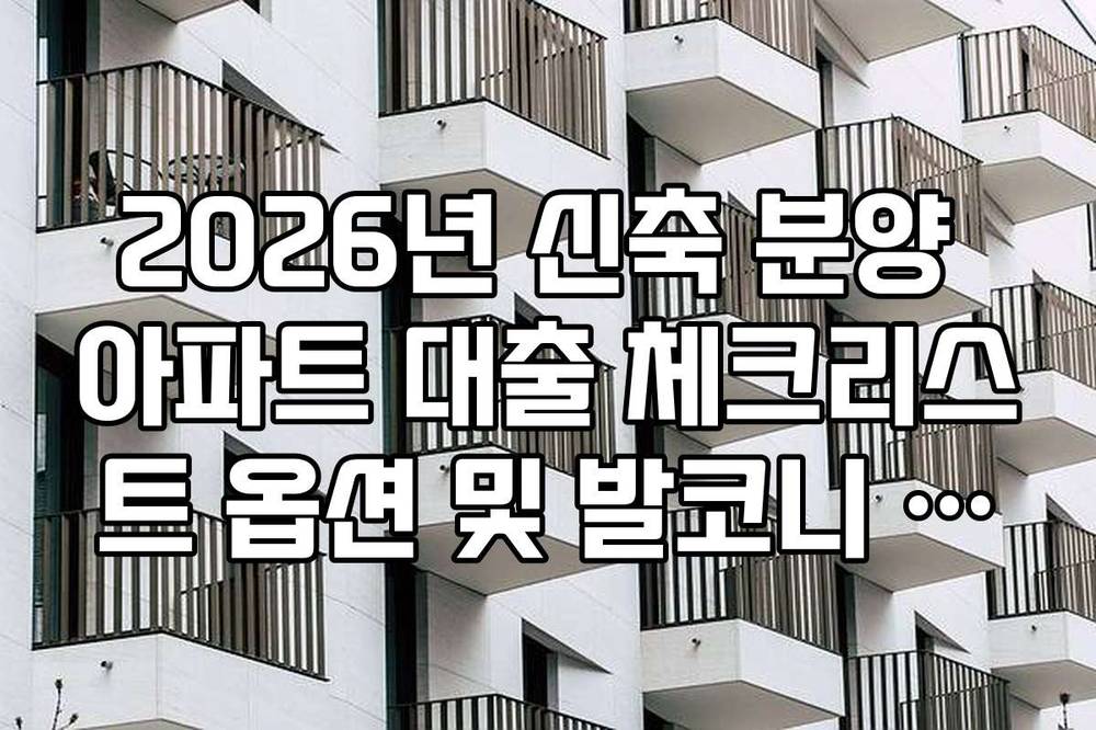 2026년 신축 분양 아파트 대출 체크리스트 옵션 및 발코니 확장비 대출 포함