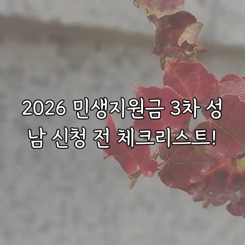 2026 민생지원금 3차 성남 신청 전 체크리스트!