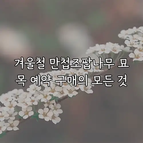 겨울철 만첩조팝나무 묘목 예약 구매의 모든 것