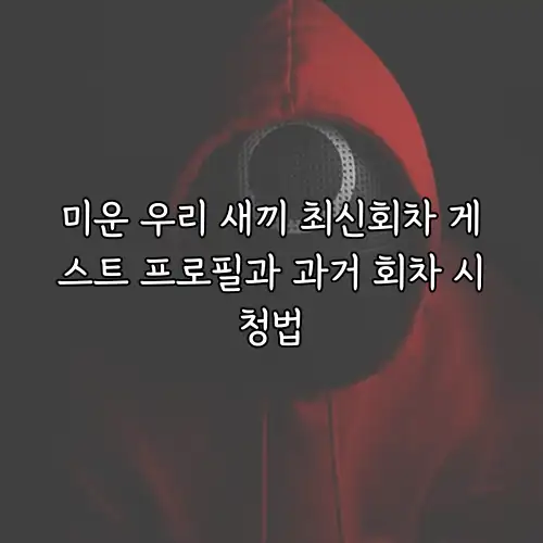 미운 우리 새끼 최신회차 게스트 프로필과 과거 회차 시청법