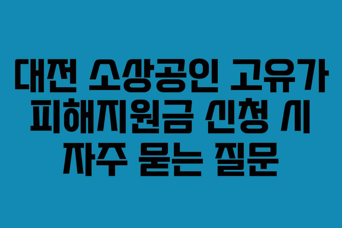 대전 소상공인 고유가 피해지원금 신청 시 자주 묻는 질문