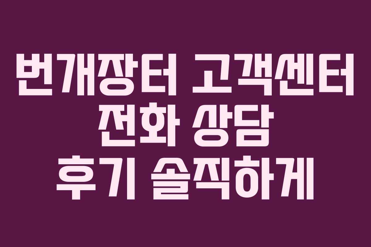 번개장터 고객센터 전화 상담 후기 솔직하게