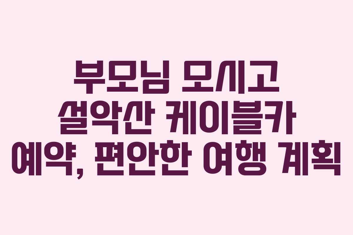 부모님 모시고 설악산 케이블카 예약, 편안한 여행 계획
