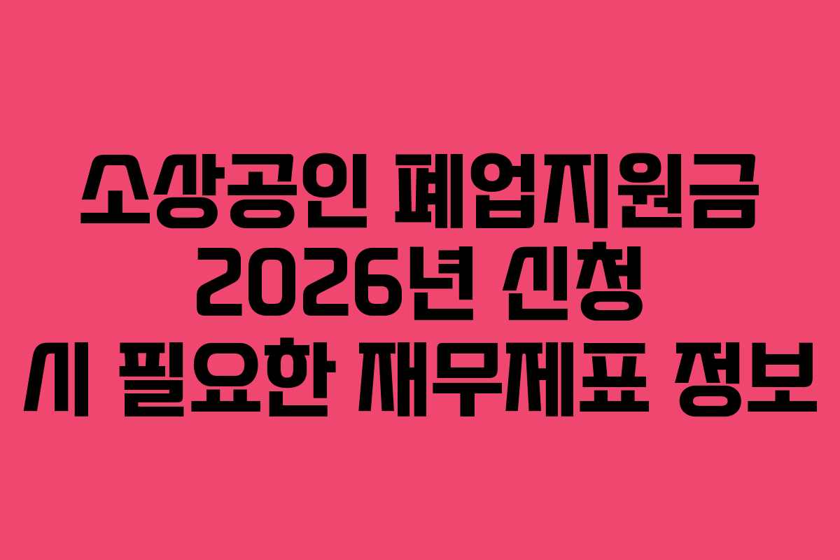 소상공인 폐업지원금 2026년 신청 시 필요한 재무제표 정보