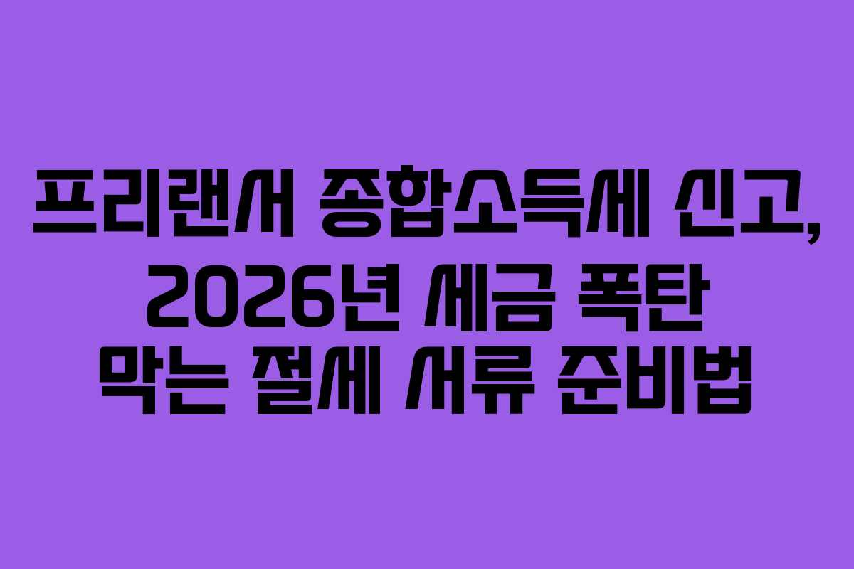 프리랜서 종합소득세 신고, 2026년 세금 폭탄 막는 절세 서류 준비법