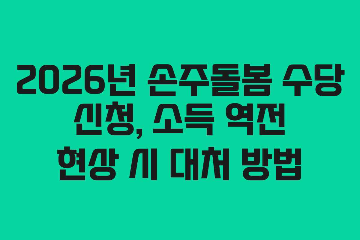 2026년 손주돌봄 수당 신청, 소득 역전 현상 시 대처 방법