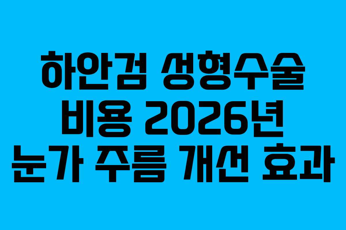 하안검 성형수술 비용 2026년 눈가 주름 개선 효과