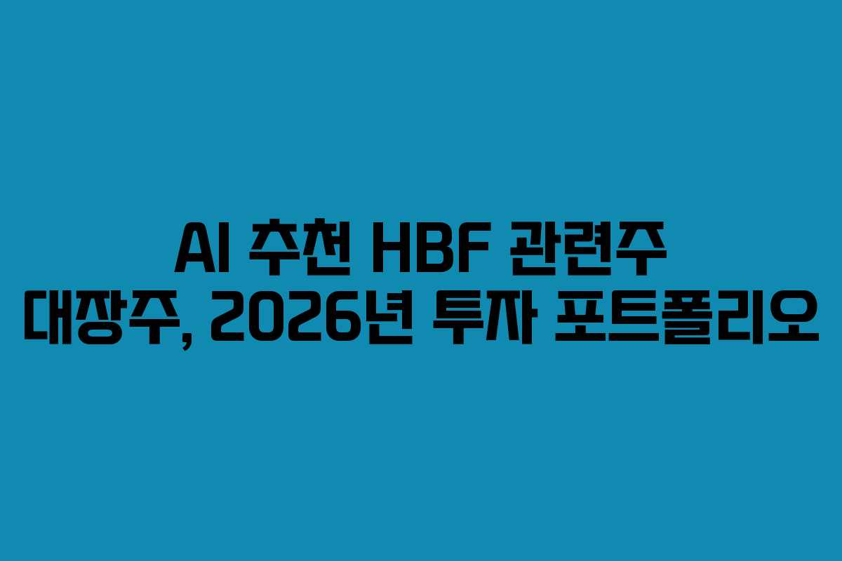AI 추천 HBF 관련주 대장주, 2026년 투자 포트폴리오
