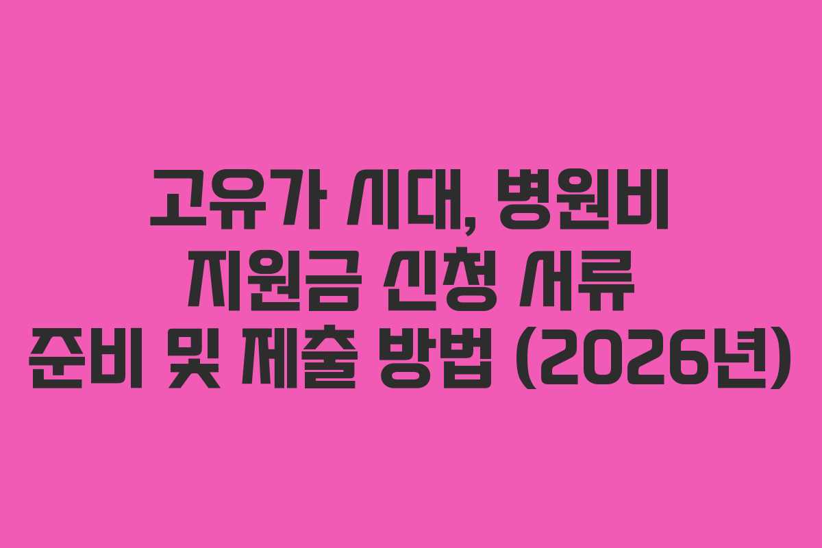 고유가 시대, 병원비 지원금 신청 서류 준비 및 제출 방법 (2026년)