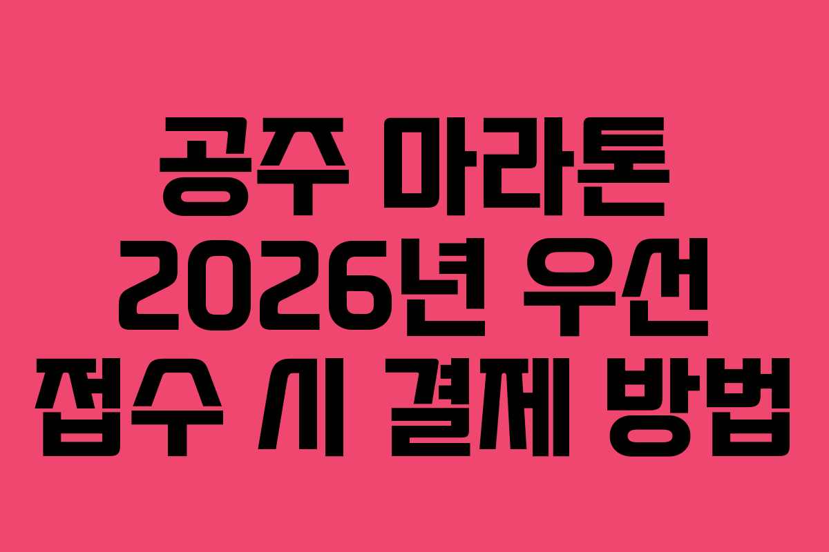 공주 마라톤 2026년 우선 접수 시 결제 방법