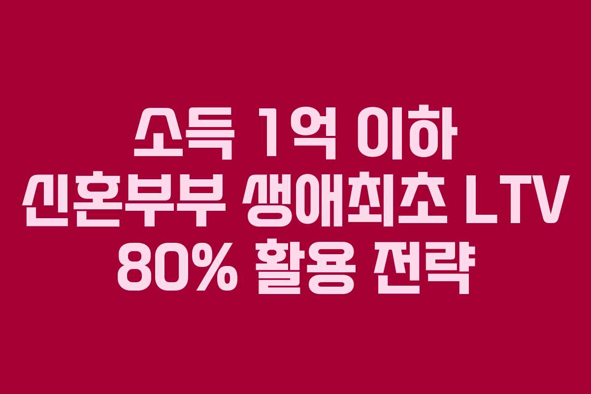 소득 1억 이하 신혼부부 생애최초 LTV 80% 활용 전략