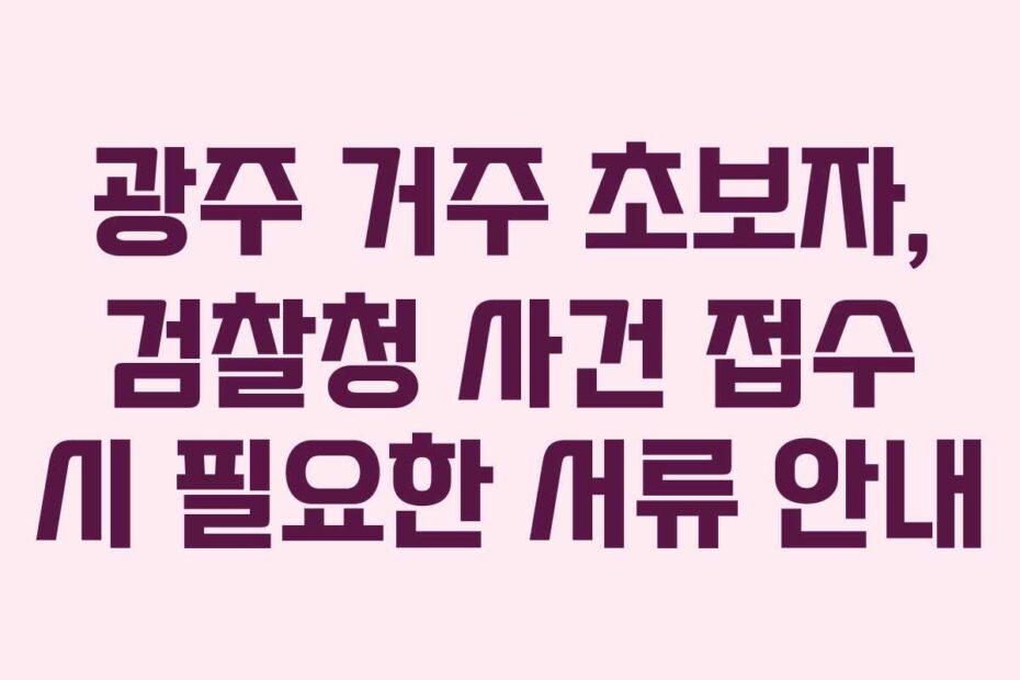 광주 거주 초보자, 검찰청 사건 접수 시 필요한 서류 안내