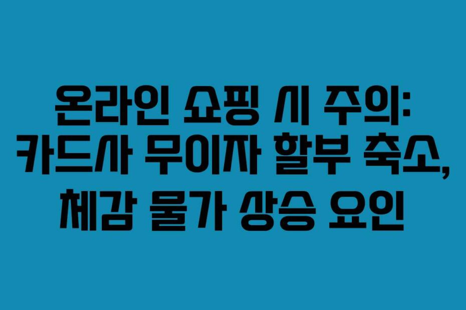 온라인 쇼핑 시 주의: 카드사 무이자 할부 축소, 체감 물가 상승 요인
