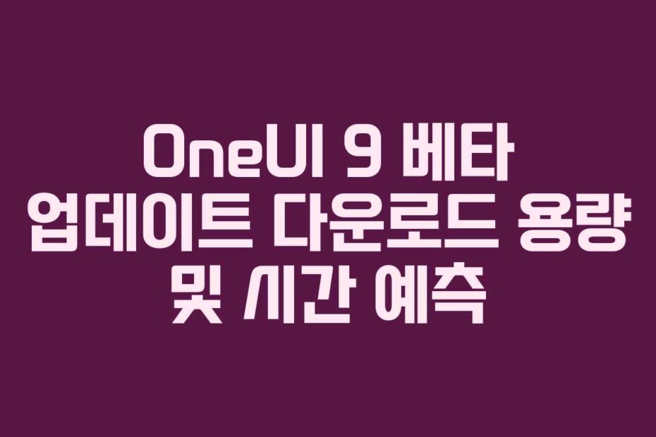 OneUI 9 베타 업데이트 다운로드 용량 및 시간 예측