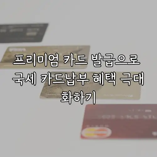 프리미엄 카드 발급으로 국세 카드납부 혜택 극대화하기