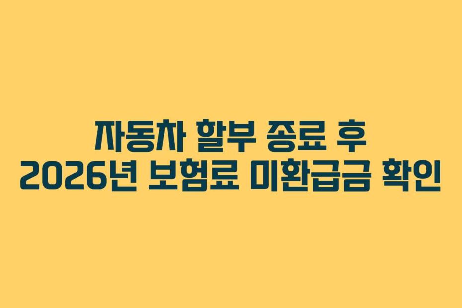 자동차 할부 종료 후 2026년 보험료 미환급금 확인