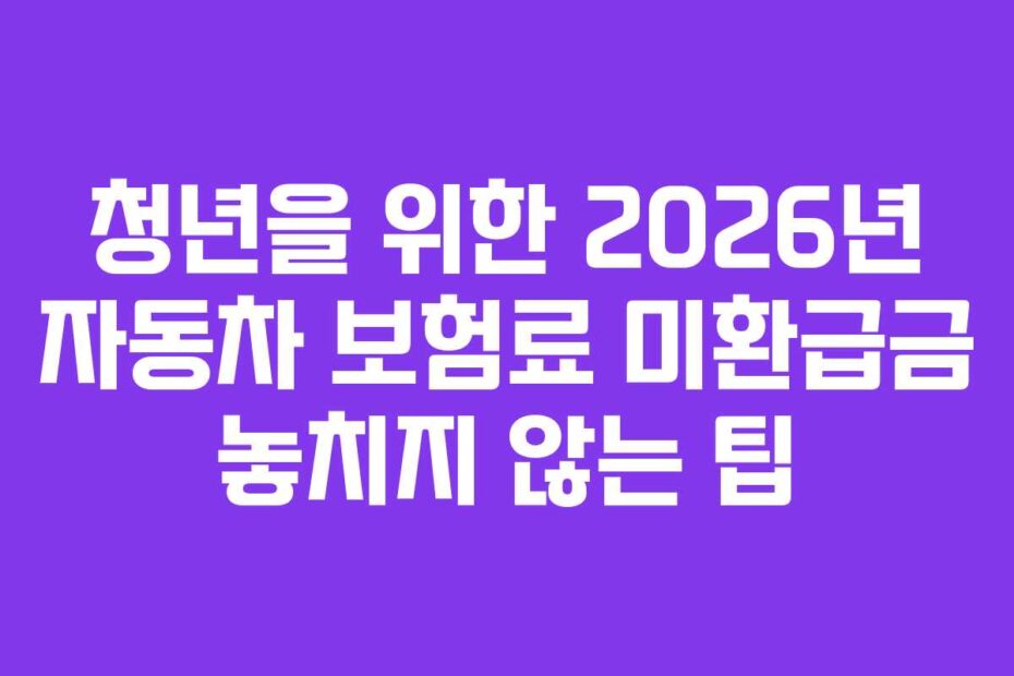 청년을 위한 2026년 자동차 보험료 미환급금 놓치지 않는 팁