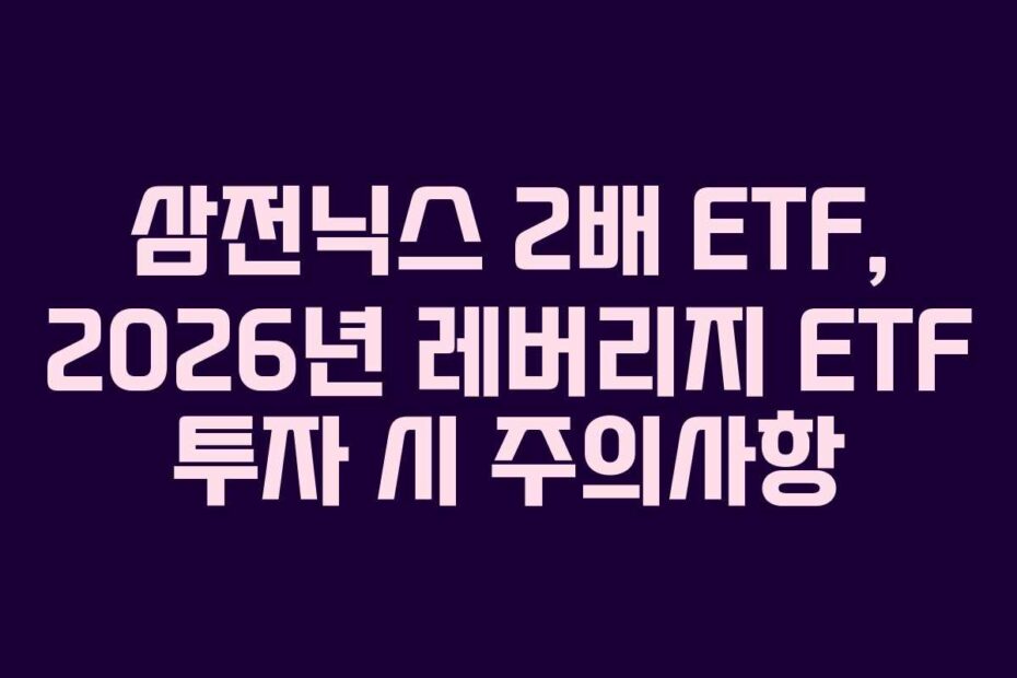 삼전닉스 2배 ETF, 2026년 레버리지 ETF 투자 시 주의사항