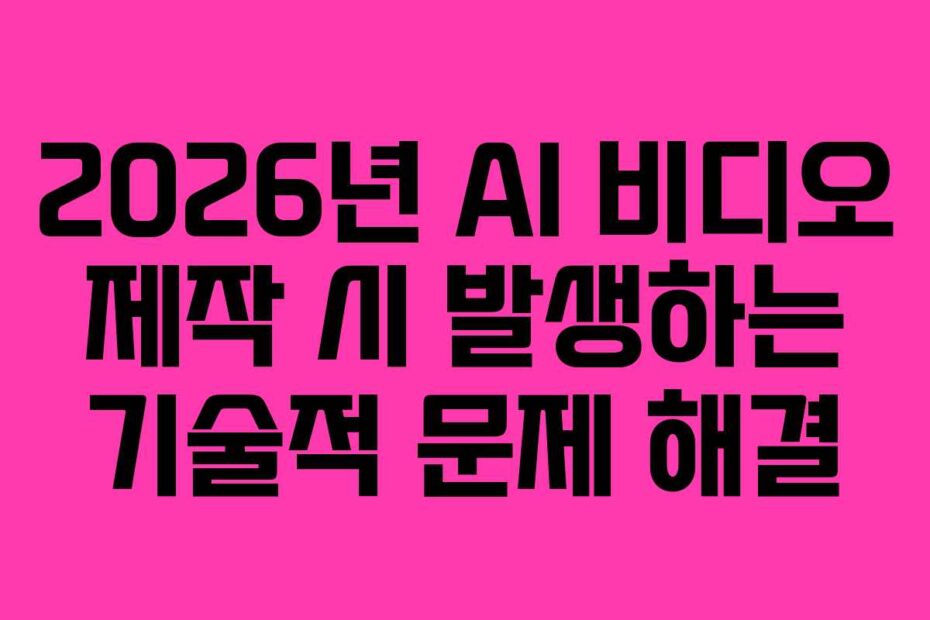 2026년 AI 비디오 제작 시 발생하는 기술적 문제 해결