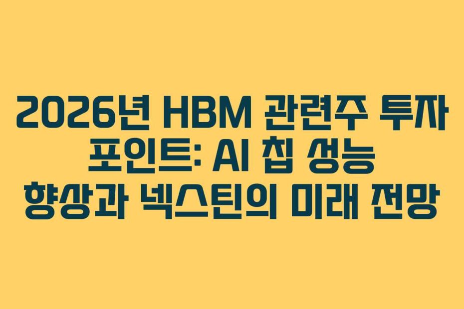 2026년 HBM 관련주 투자 포인트: AI 칩 성능 향상과 넥스틴의 미래 전망