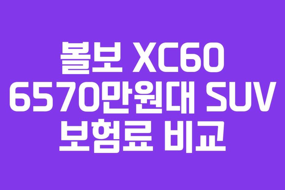 볼보 XC60 6570만원대 SUV 보험료 비교