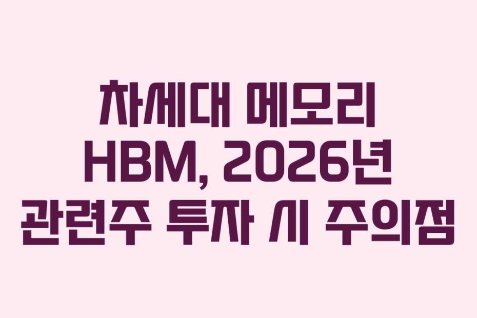 차세대 메모리 HBM, 2026년 관련주 투자 시 주의점