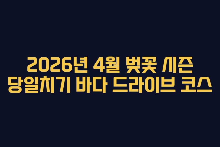 2026년 4월 벚꽃 시즌 당일치기 바다 드라이브 코스
