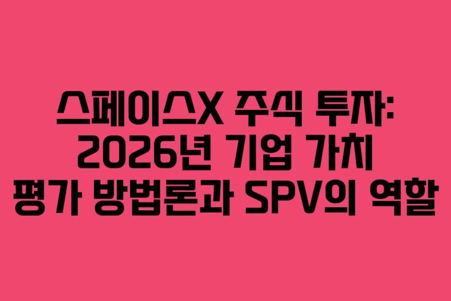 스페이스X 주식 투자: 2026년 기업 가치 평가 방법론과 SPV의 역할