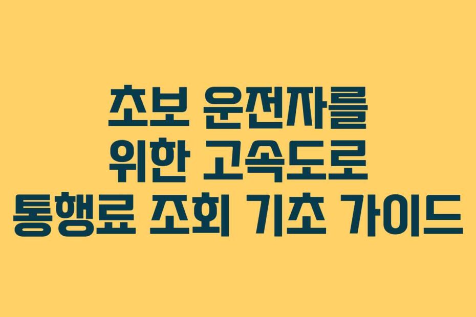 초보 운전자를 위한 고속도로 통행료 조회 기초 가이드