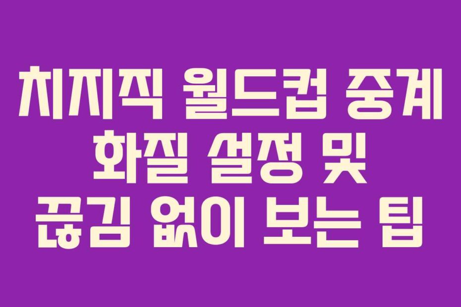 치지직 월드컵 중계 화질 설정 및 끊김 없이 보는 팁